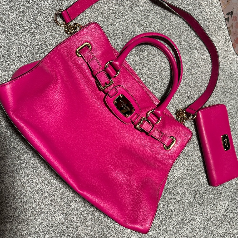 Michael Kors Fuschia Leather Tote and Wallet